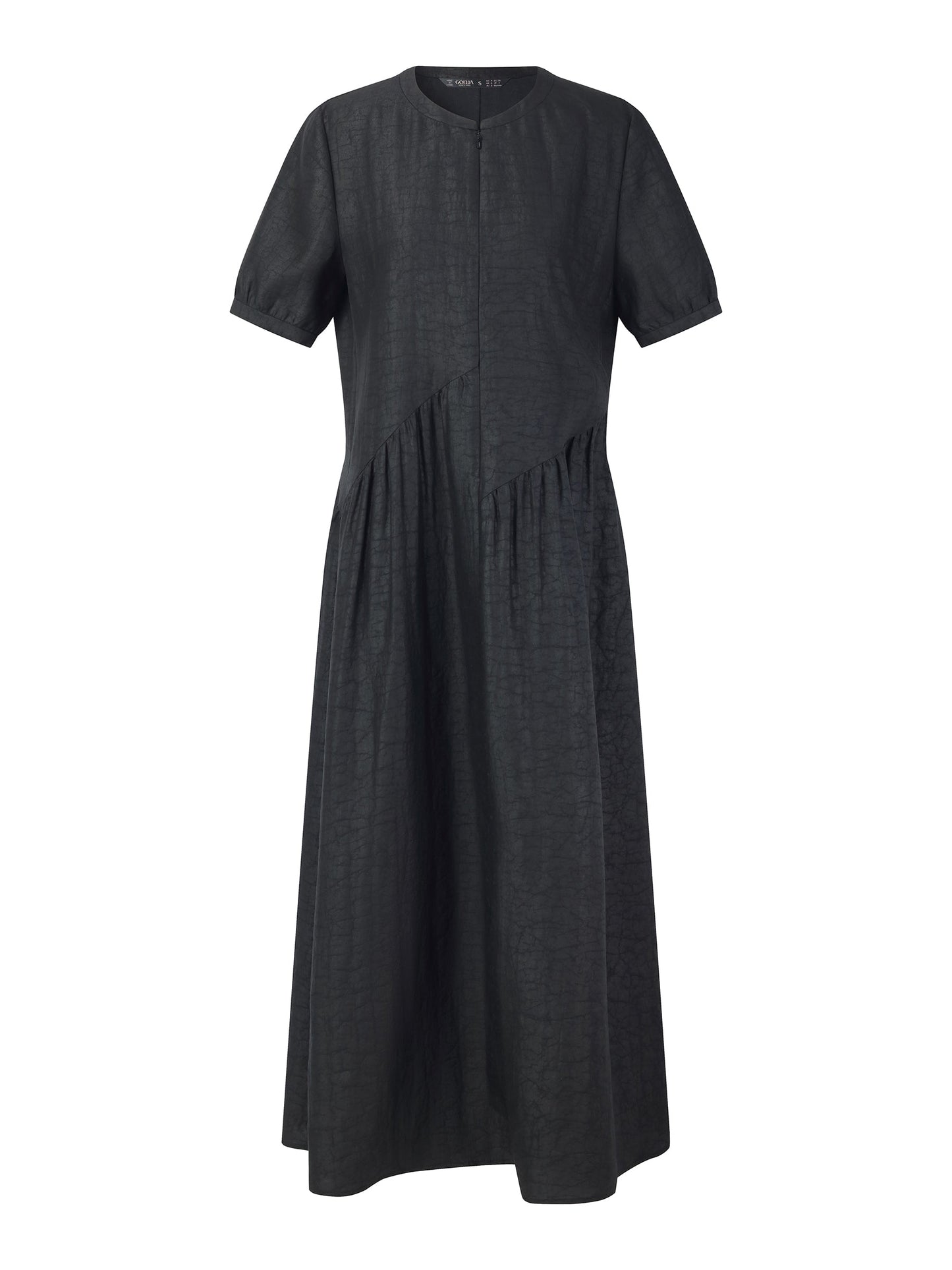 18MM Gambiered Canton Gauze Women Asymmetrical Gathered Maxi Dress