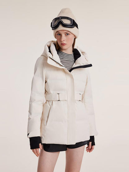 Hooded Gathered Waist Short Goose Down Garment