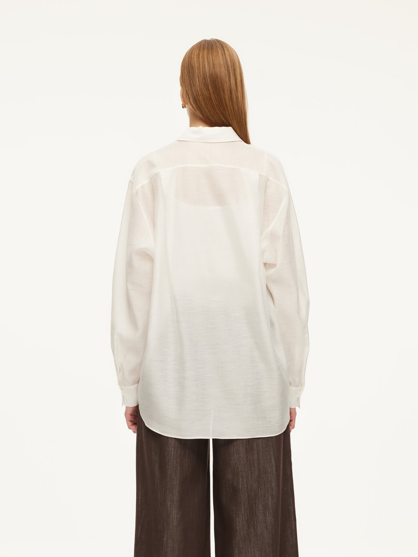 Tencel Acetate Linen Blend Women Sheer Oversized Shirt & Camisole Two-Piece Set