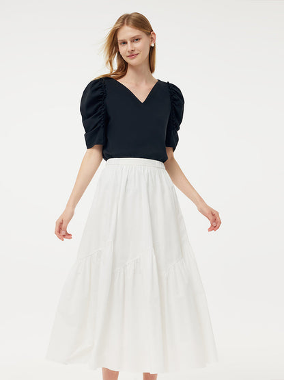 100% Cotton A-Line Elastic Waist Women Skirt