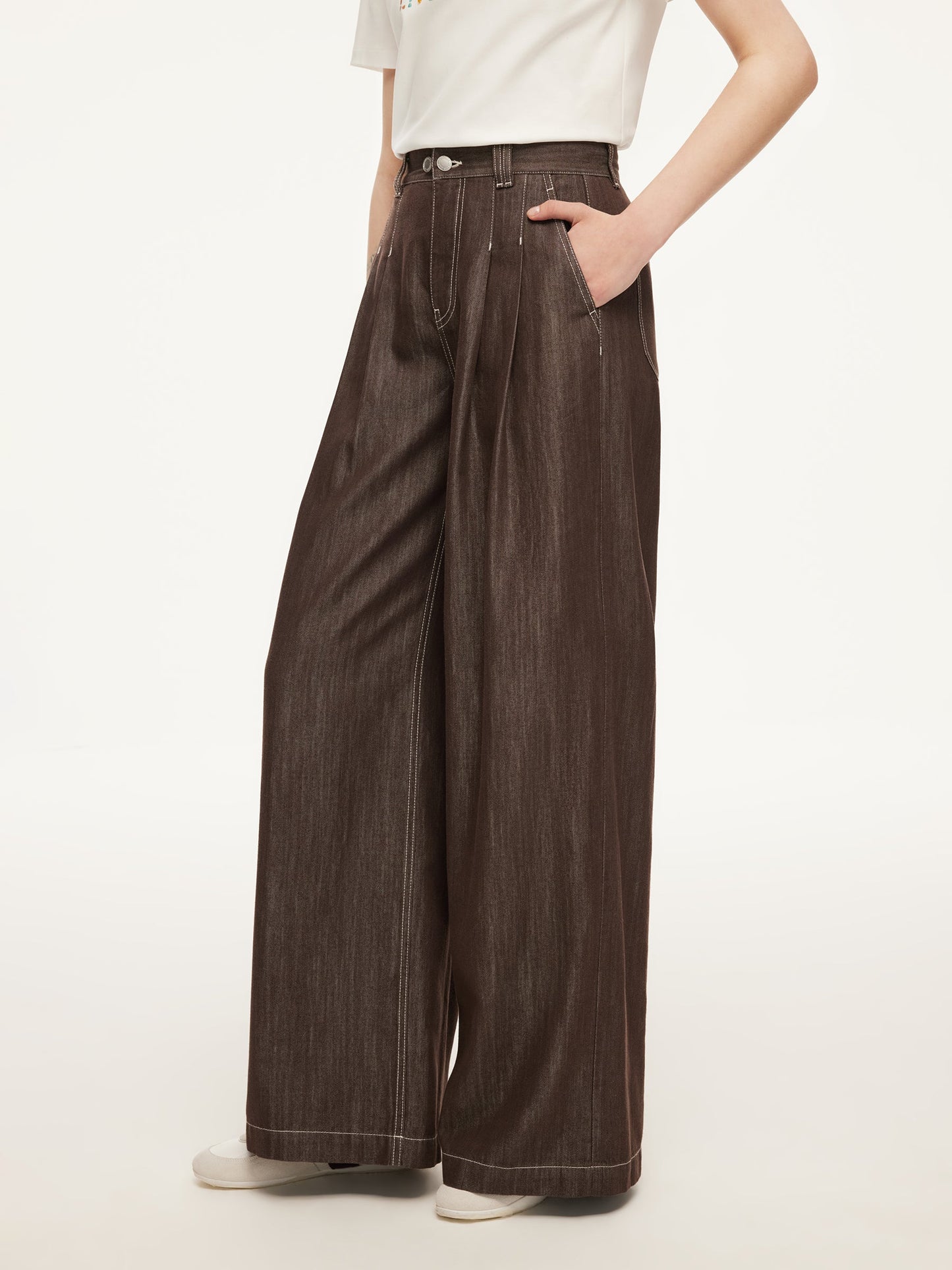 Lyocell Blend Denim Women Straight Leg Jeans