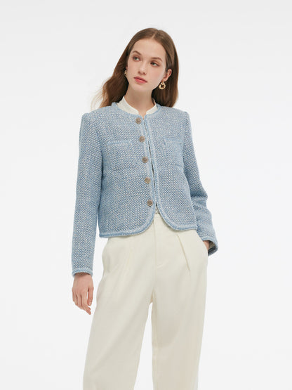 Single-Breasted Round Neck Women Jacket