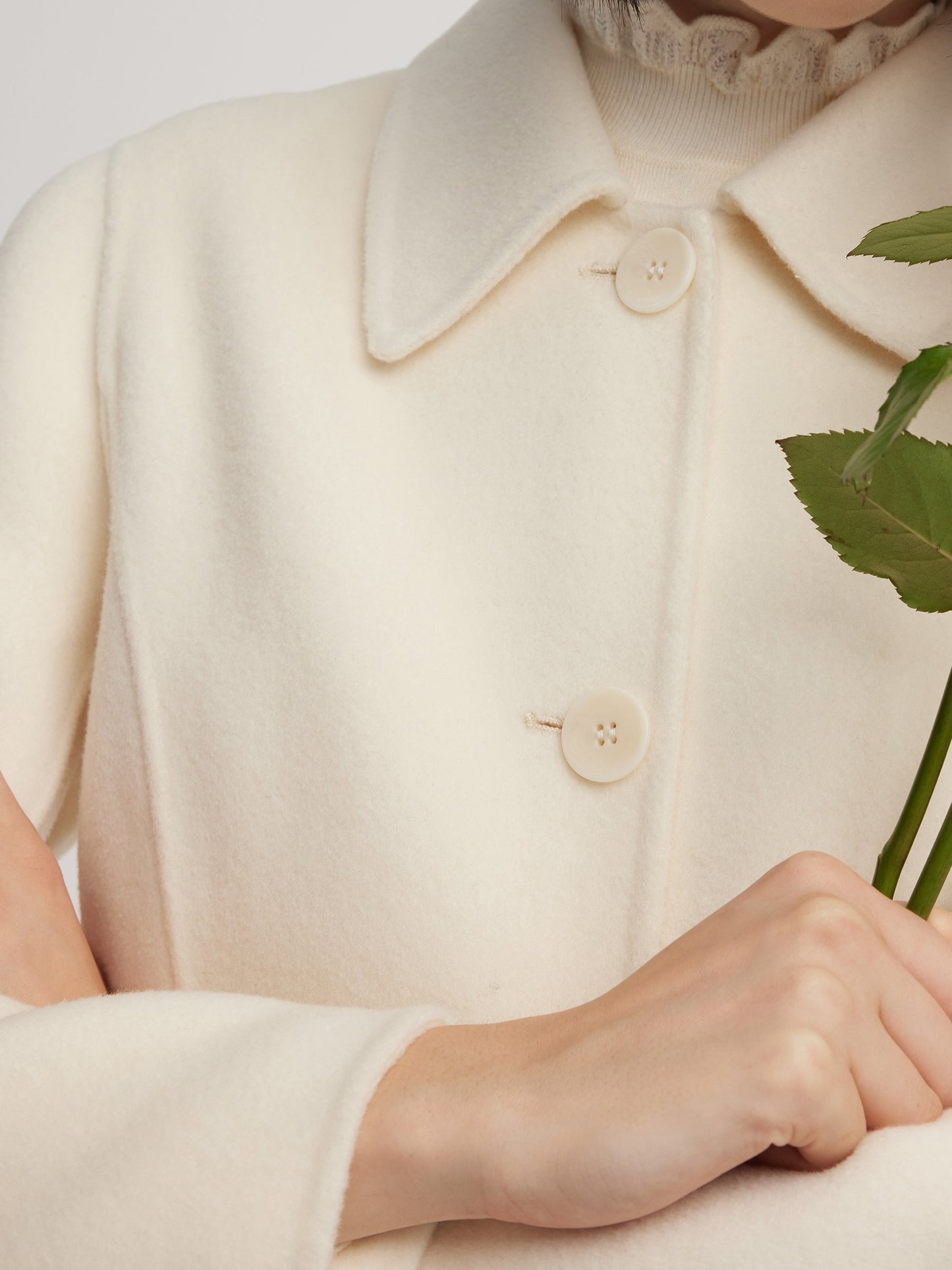Cashmere Wool Blend Women Overcoat With Detachable Waist Tab