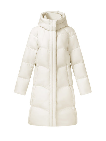 Cocoon Hooded Zip-Up Long Goose Down Coat