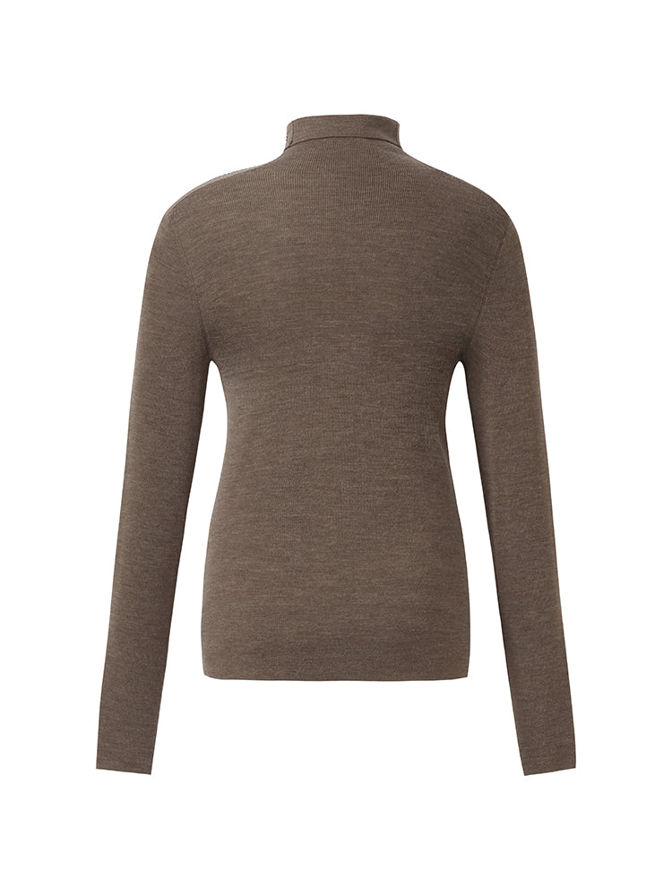 Machine Washable Wool Turtleneck Women Knit Top