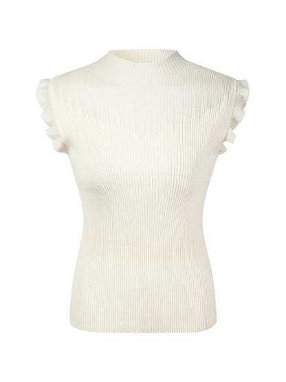 Ruffle Cuff Women Knit Tank Top