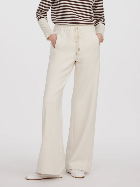 Drawstring Waist Wide Leg Women Knit Pants