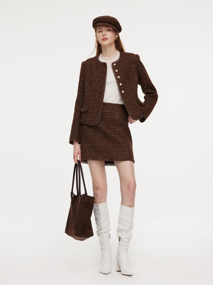 [Preview] Wool Blend Tweed Sequins Women Jacket