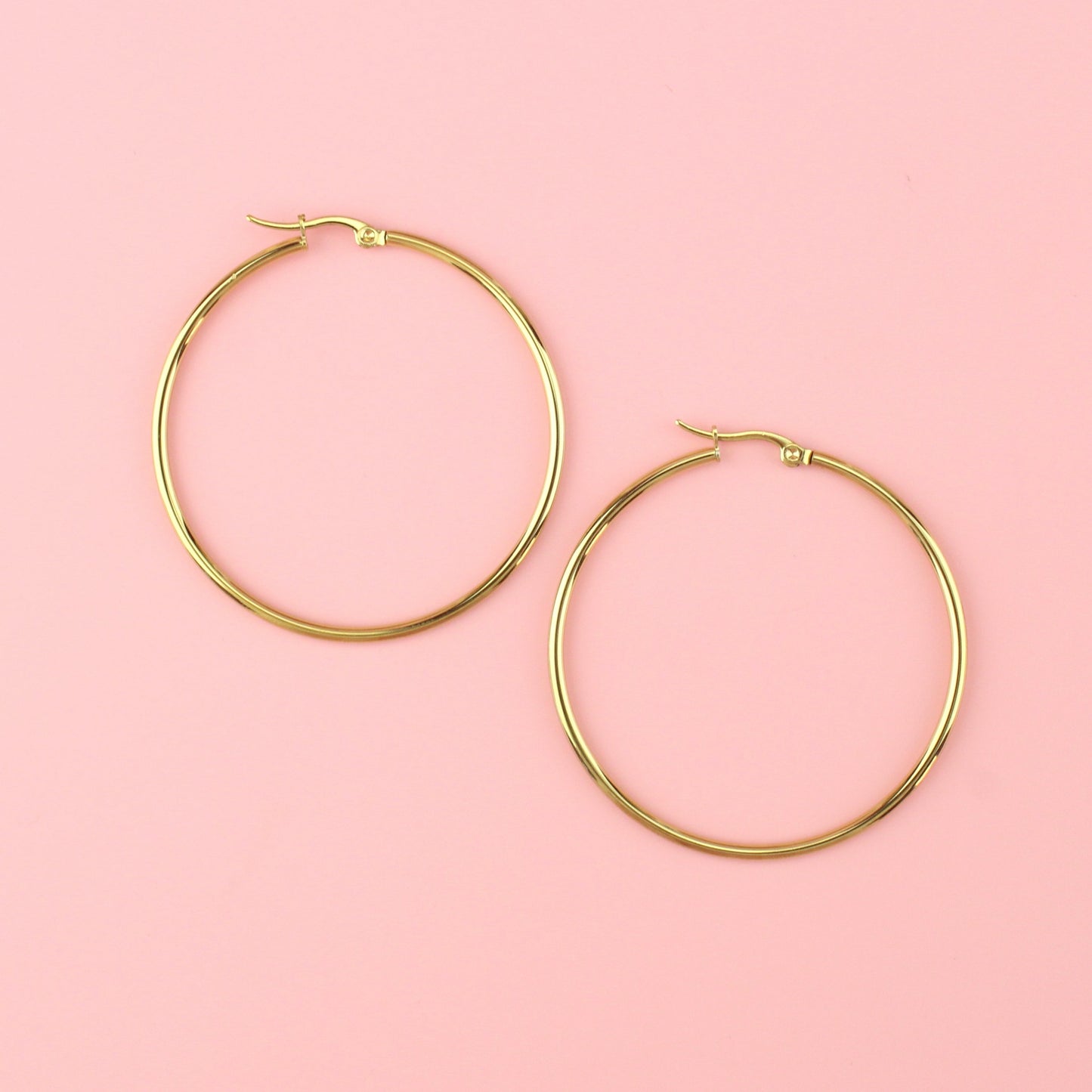 50mm Stainless Steel Hoop Earrings (Gold Plated)