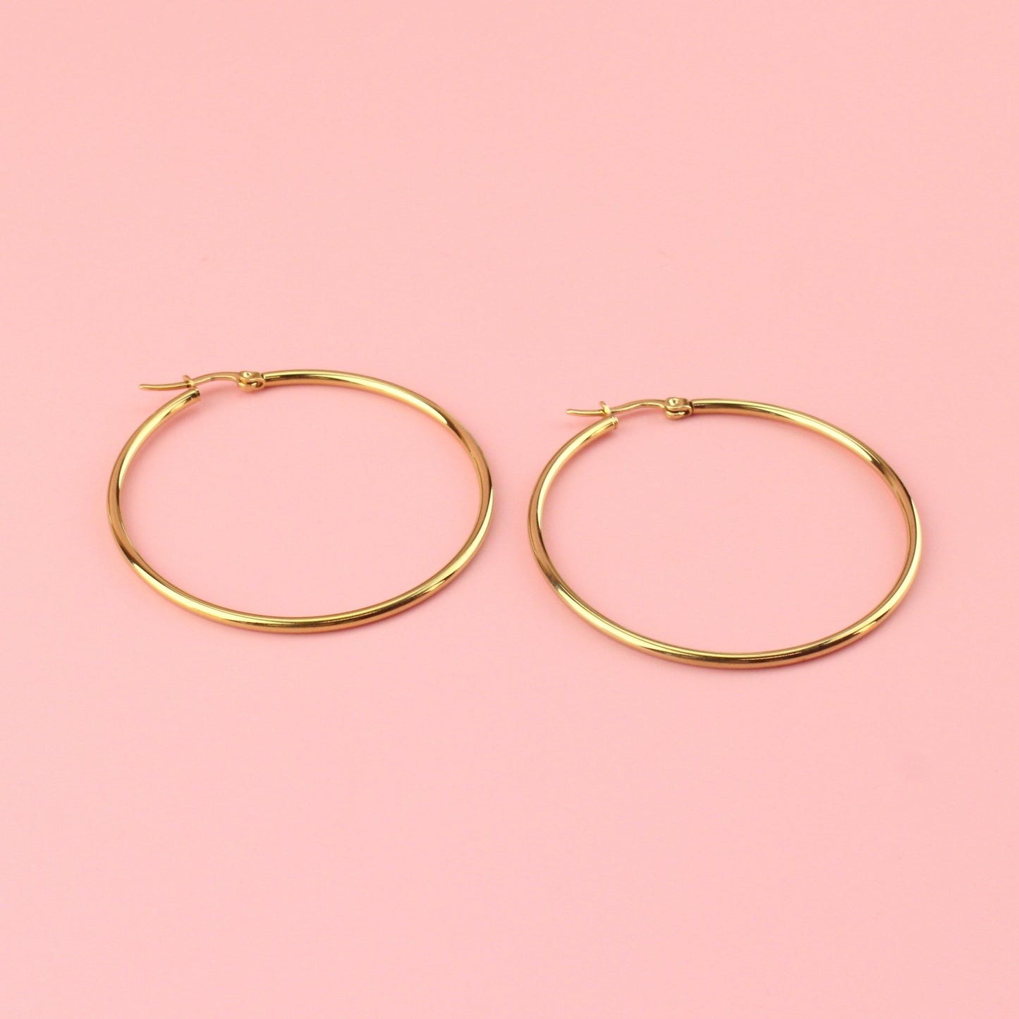 50mm Stainless Steel Hoop Earrings (Gold Plated)