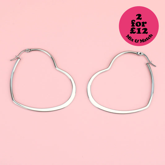 50mm Heart Hoops (Stainless Steel)