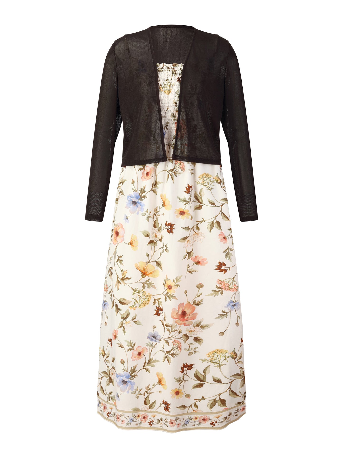 Tencel Blend Cardigan And Floral Print Strap Dress Two-Piece Set