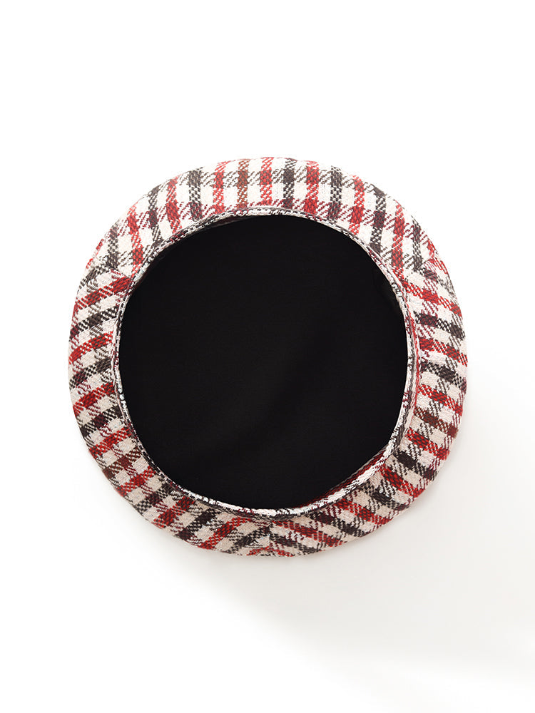 Red And White Plaid Beret