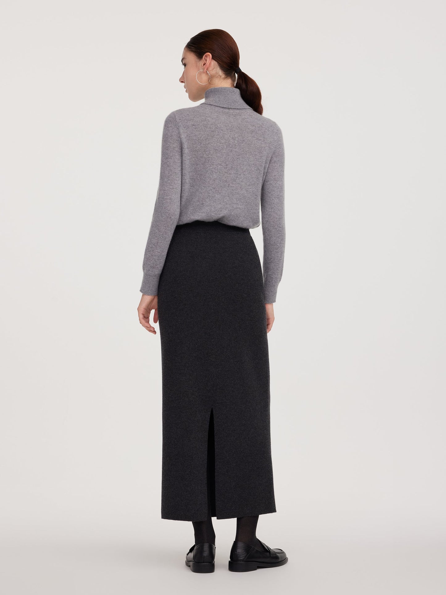 Wool Blend Back Slit Women Knit Skirt