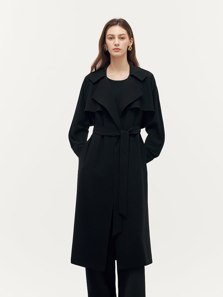 Triacetate Magnetic Button Cuffs Women Trench Coat With Belt