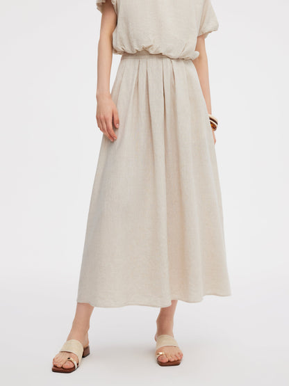 100% Linen Women High-Waisted A-Line Skirt