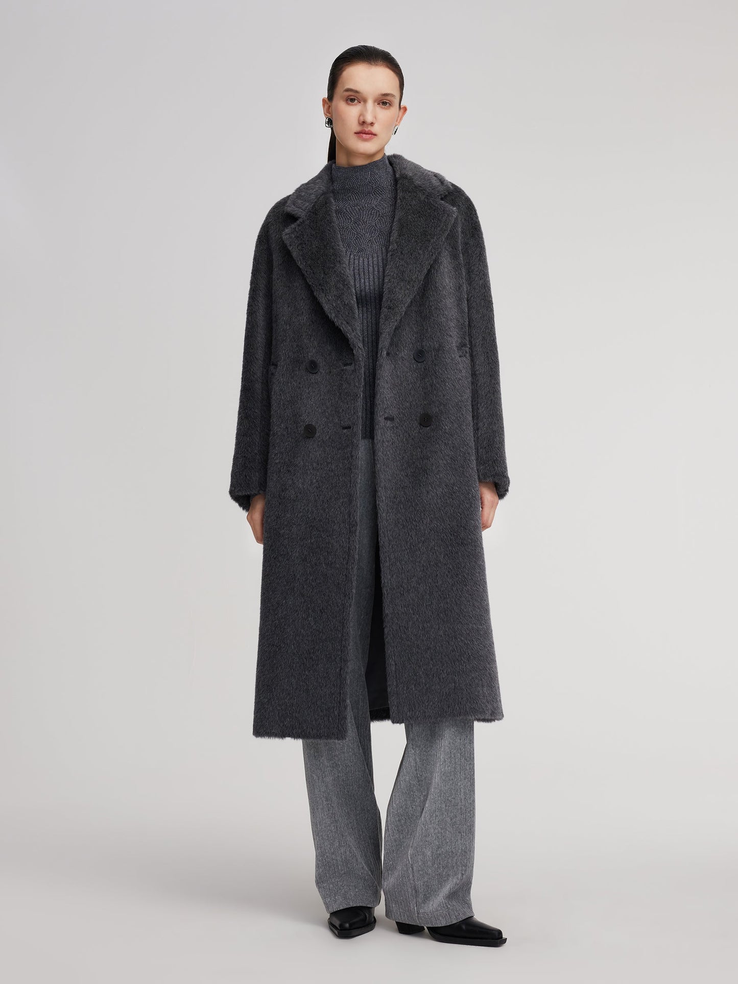Brushed Alpaca Wool Blend Unisex Overcoat