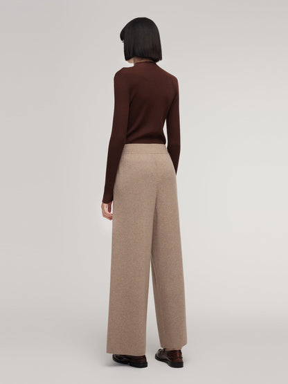 Cashmere Wool Blend Straight Wide Leg Women Pants