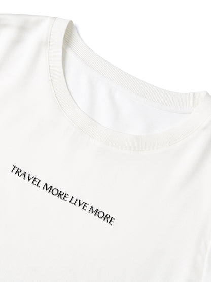 22MM Mulberry Silk Tencel Blend Women Letter Print T-Shirt
