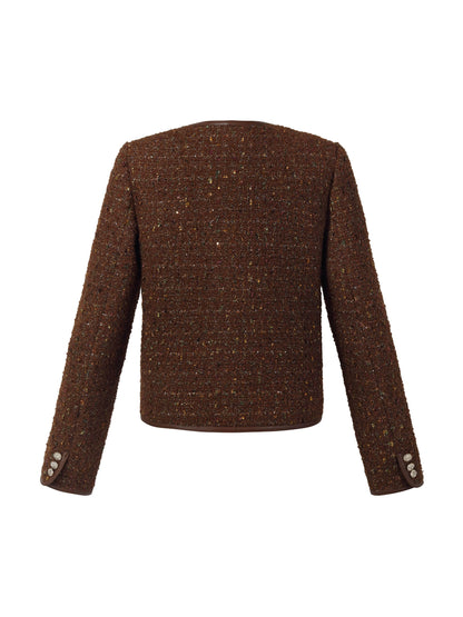[Preview] Wool Blend Tweed Sequins Women Jacket