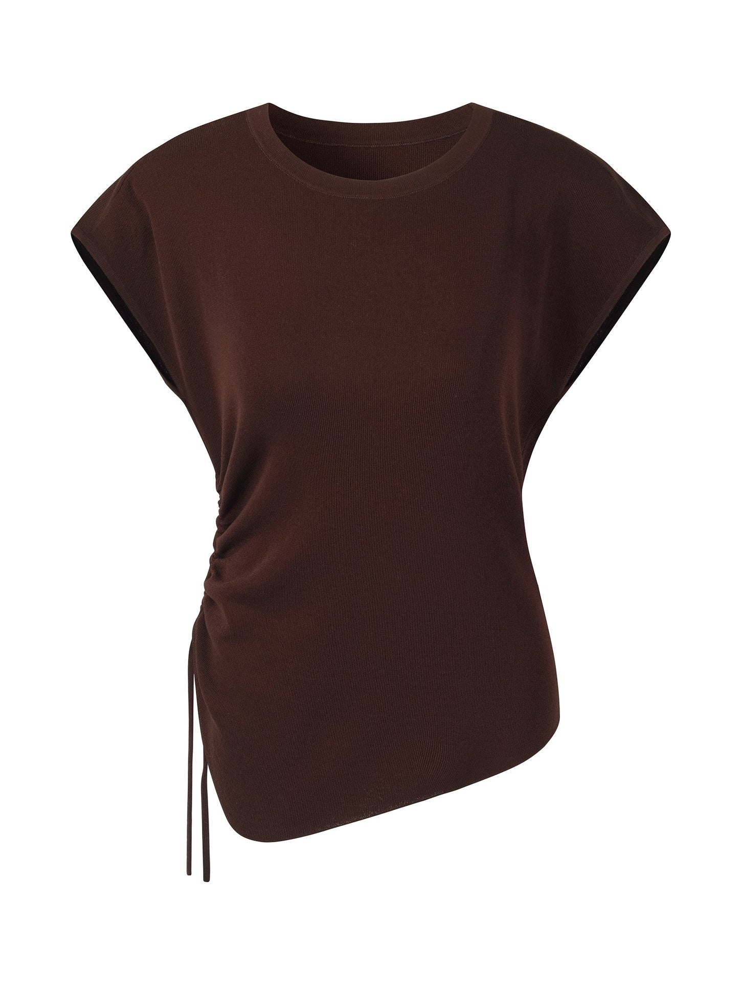 Lyocell Blend Side Drawstring Women Asymmetric Knit Top