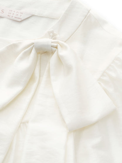 Tencel Blend Women Puff-sleeved Blouse