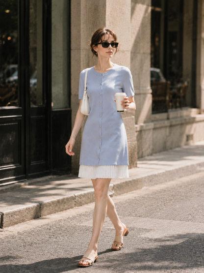 Tencel Blend Color Block Women Knit Mini Dress