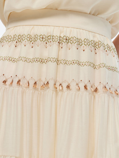 Acetate Blend Women Embroidered Skirt