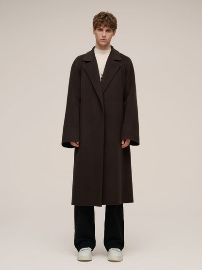 Cashmere Wool Blend Double-Faced Unisex Wrap Overcoat
