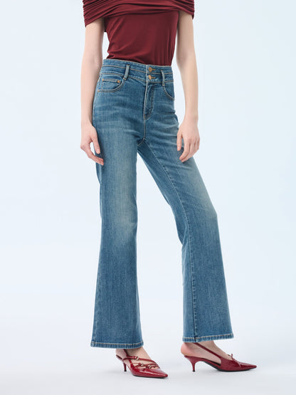 Denim Micro-Flared Women Ankle-Length Jeans