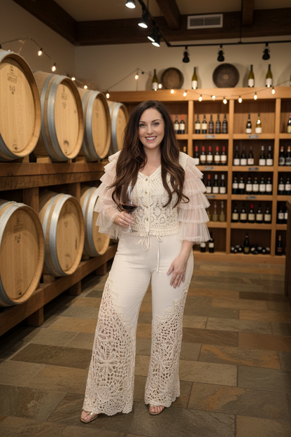 Origami - Runway Romance Crochet & Tulle Cropped Cardigan