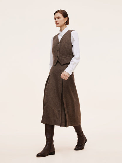 100% Washable Wool V-Neck Women Vest