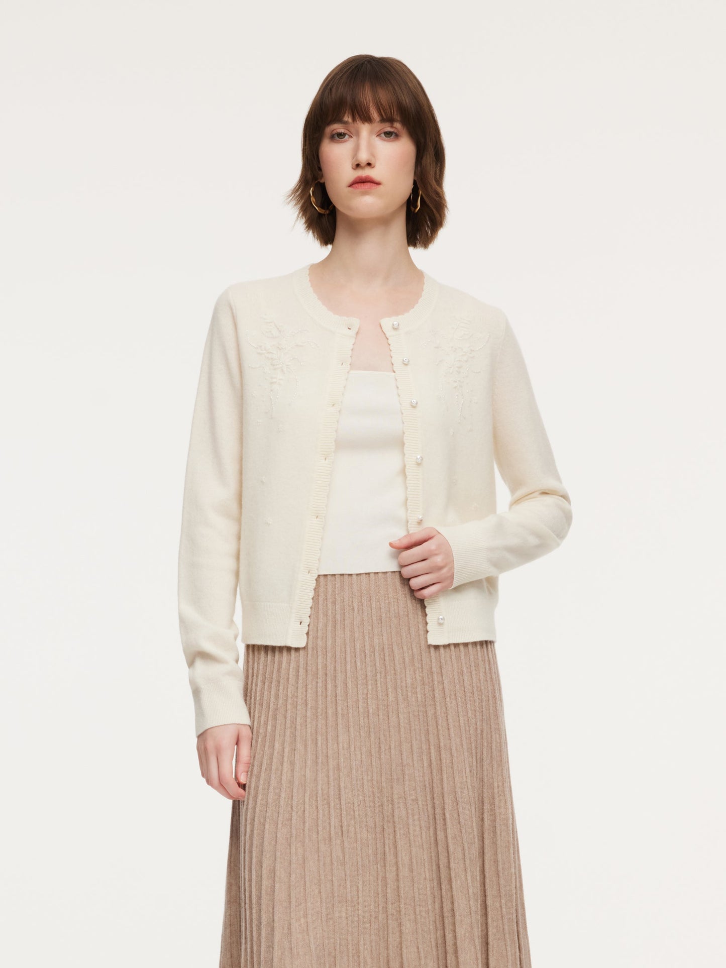 100% Wool Embroidered Women Cardigan