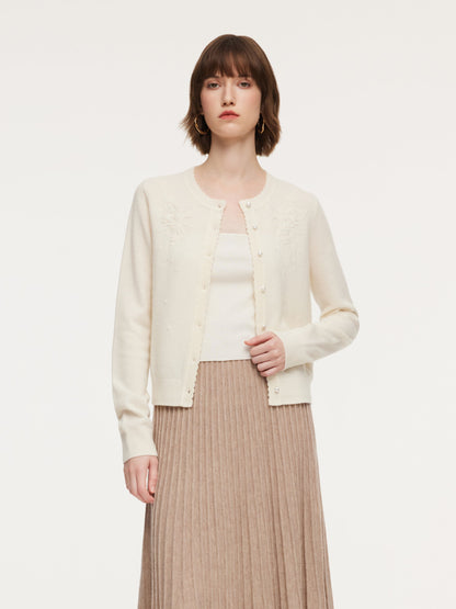 100% Wool Embroidered Women Cardigan