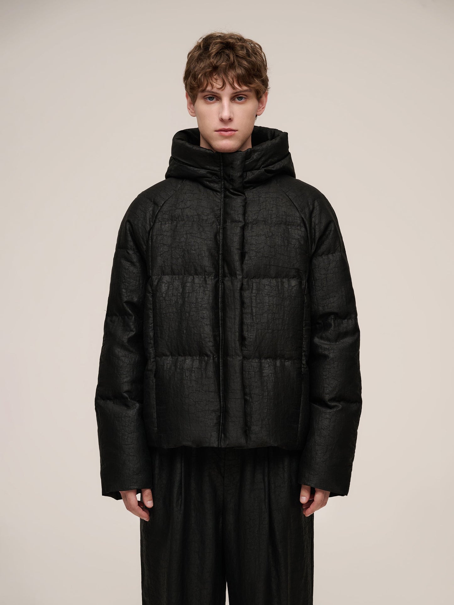 18MM Gambiered Canton Gauze Hooded Unisex Goose Down Jacket