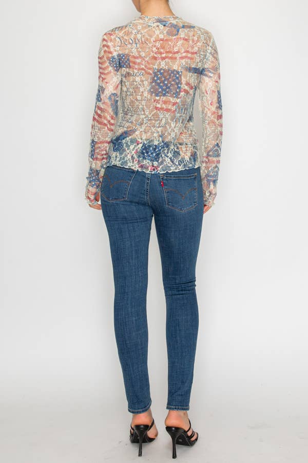 Sparkly lace top  OLS-4982BG FREEDOM: FREEDOM / L