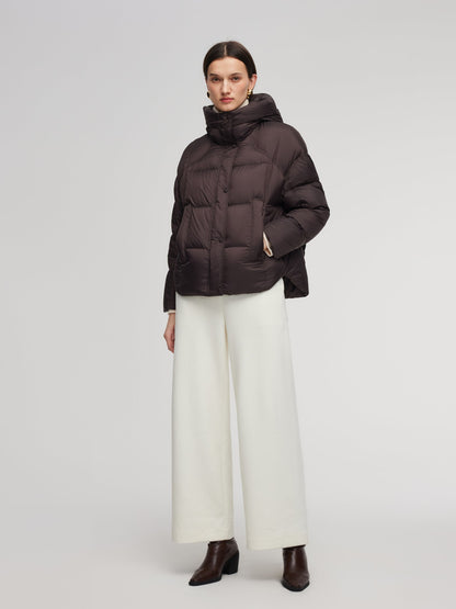 Cocoon Windproof Zip-Up Hooded Goose Down Jacket