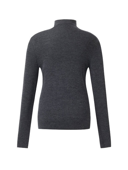 Machine Washable Wool Turtleneck Women Knit Top