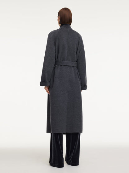100% Wool Double-Faced Unisex Self-Tie Belt Overcoat
