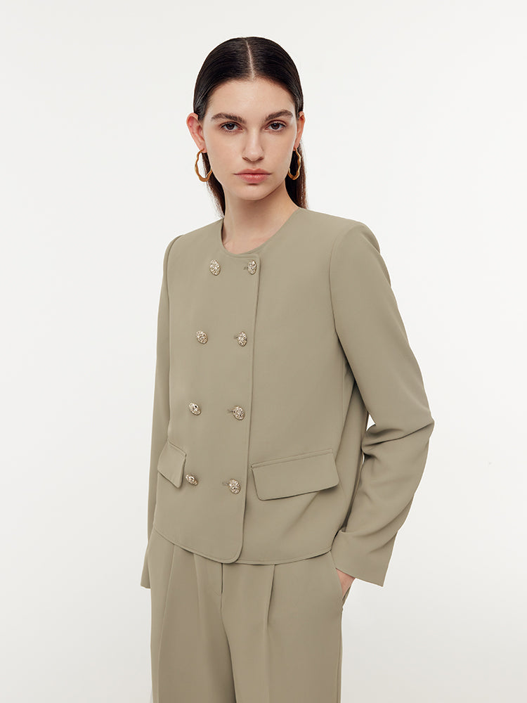 Stretch Double-Breasted Women Jacket