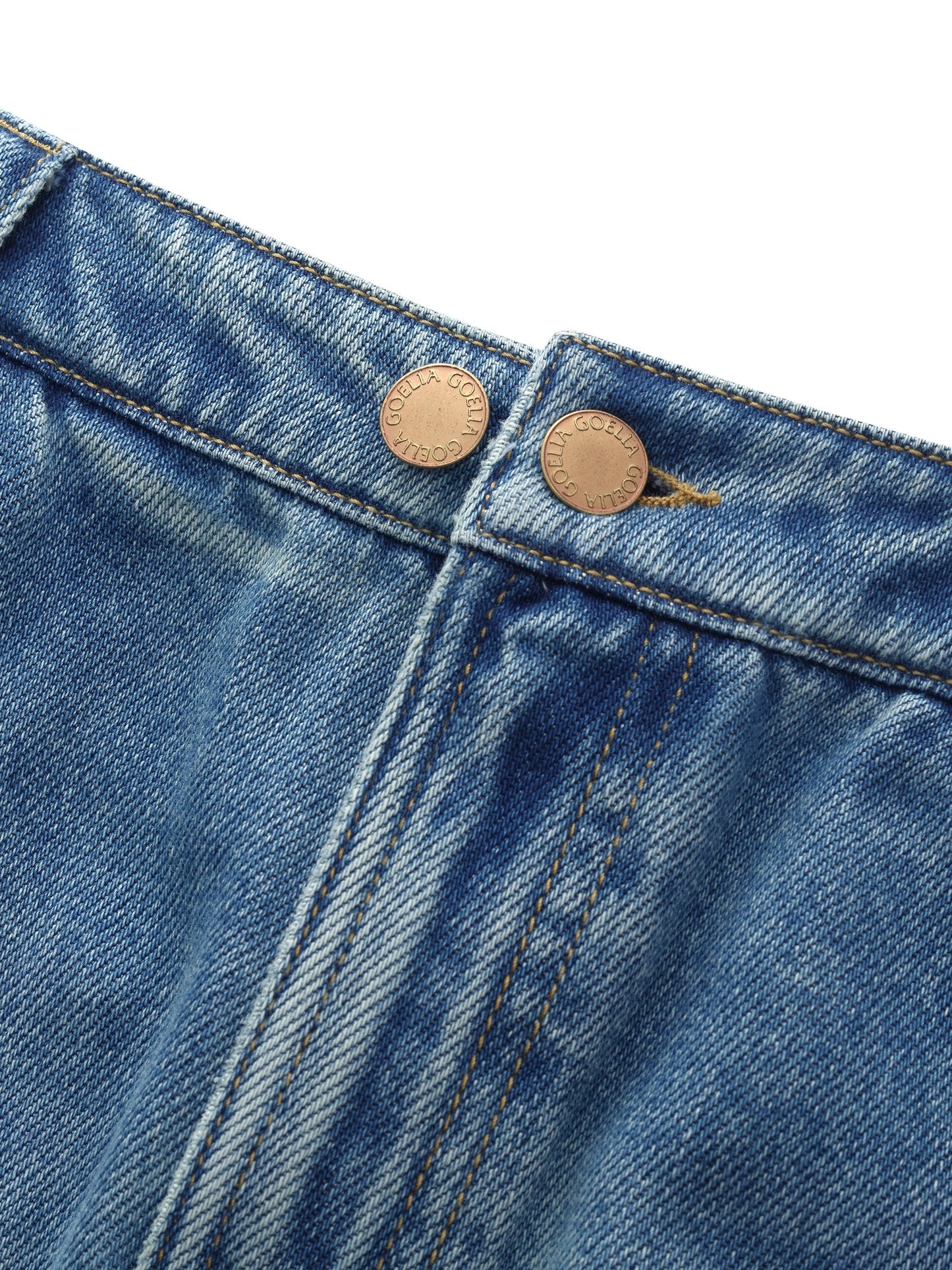 Lyocell Cotton Blend Denim Frayed Hem Women Skirt With Belt