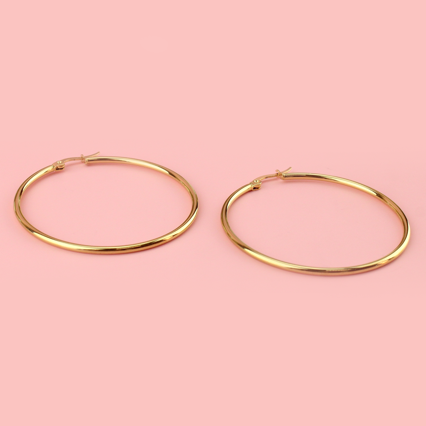 60mm Stainless Steel Hoop Earrings (Gold Plated)