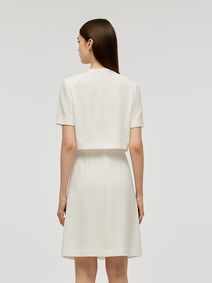 Triacetate Faux-Layered Single-Breasted Women Mini Dress