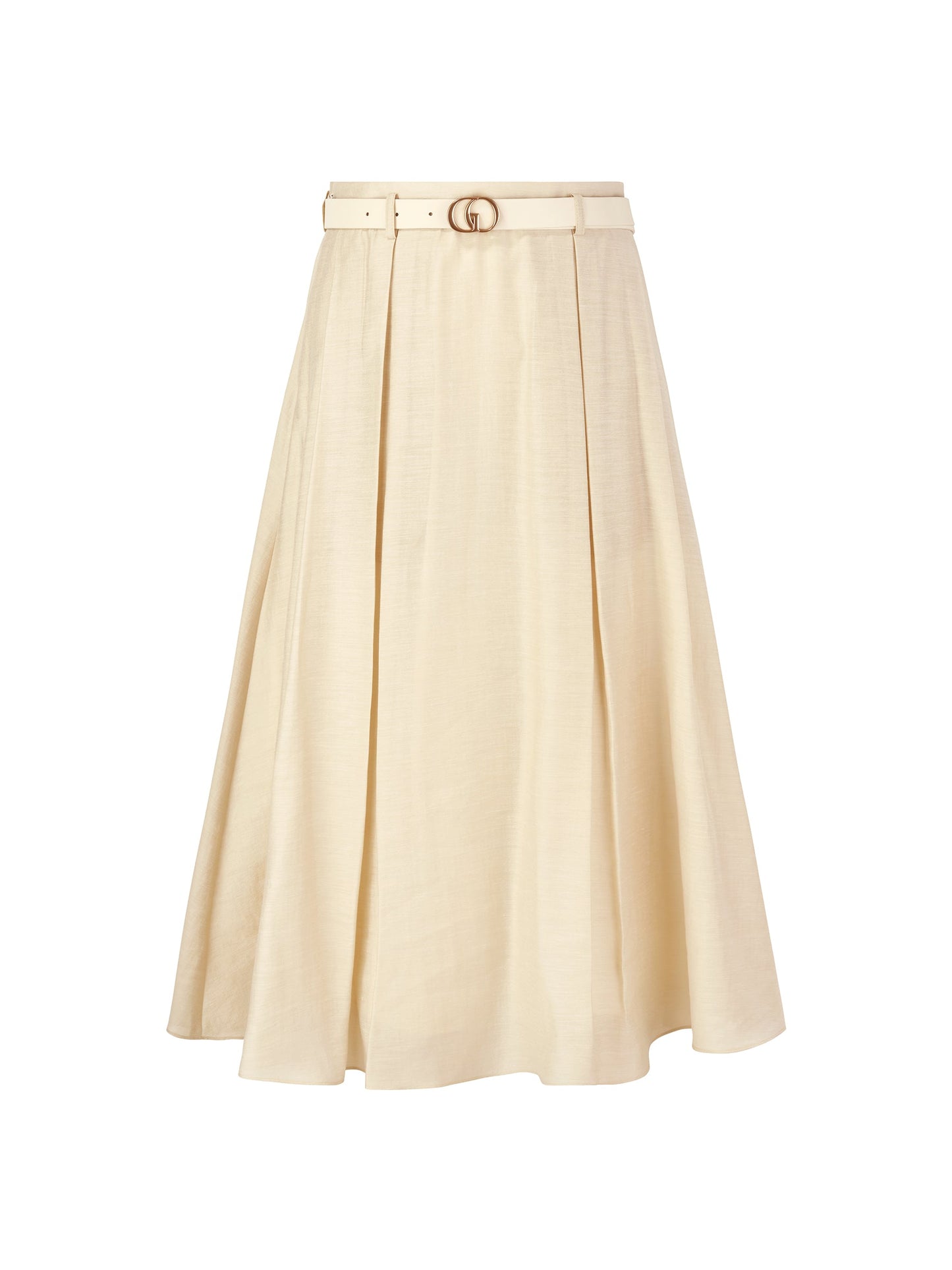 Tencel Acetate Linen Blend Women A-Line Skirt With Belt