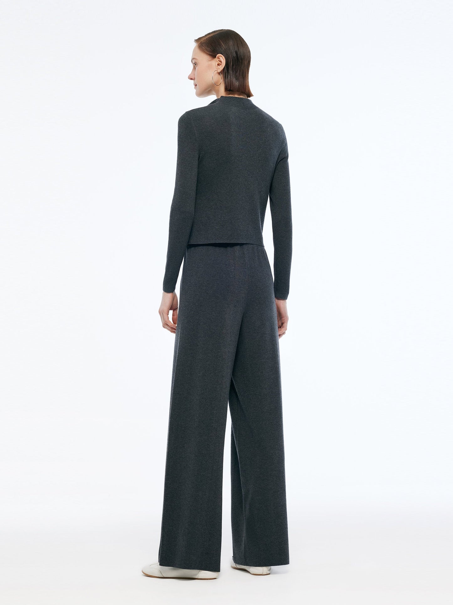 Cashmere Blend Mock Layered Knit Top And Pants Two-Piece Set
