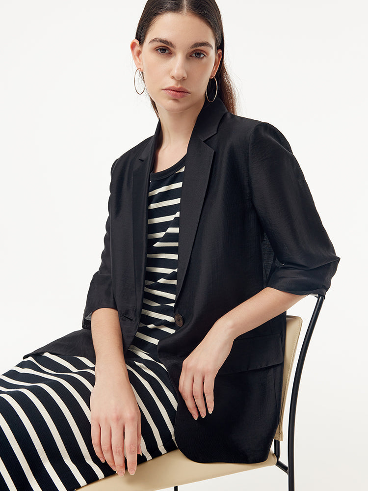 Tencel One Button Women Blazer