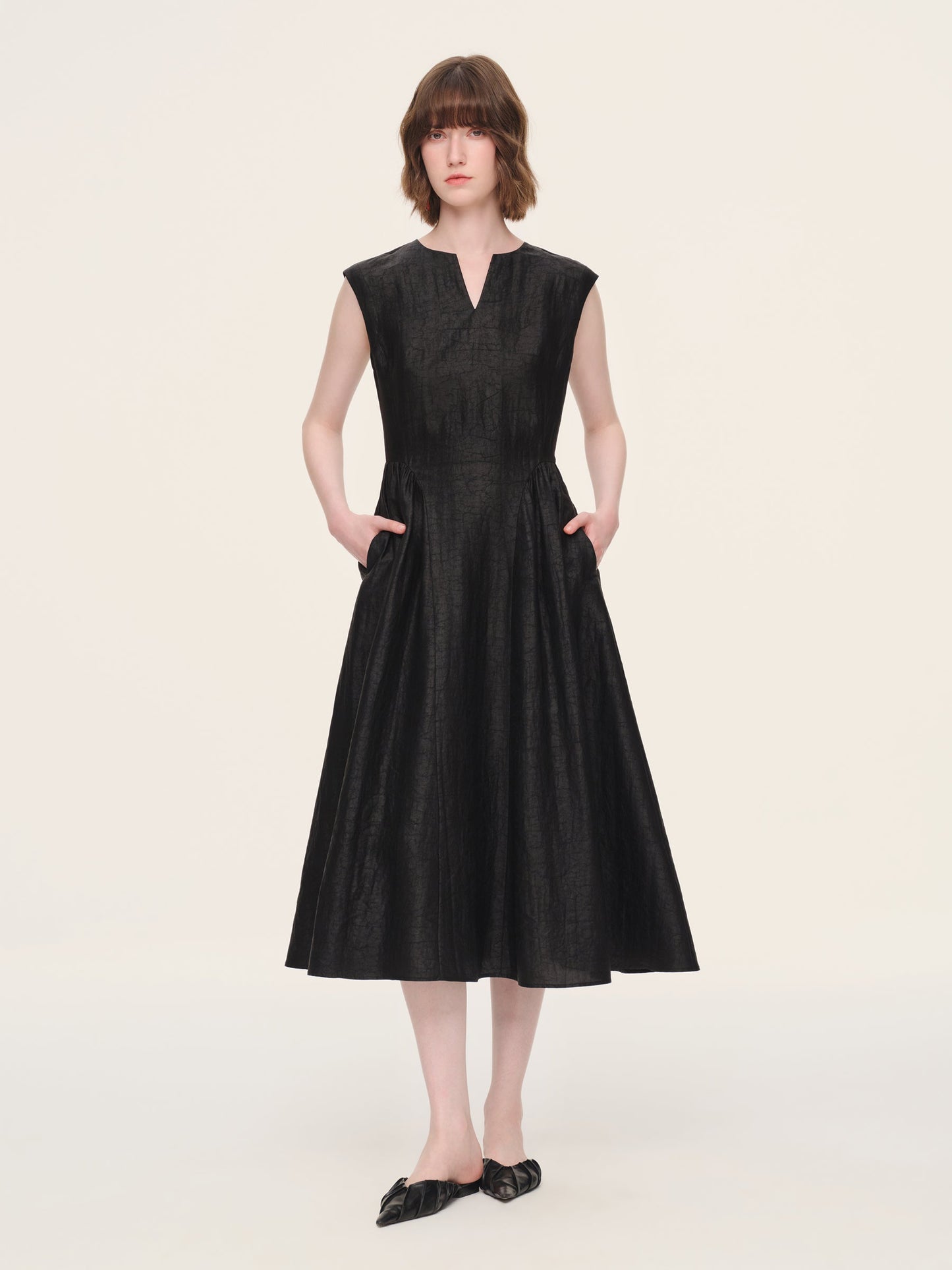 18MM Gambiered Canton Gauze Women Cap Sleeve Maxi Dress