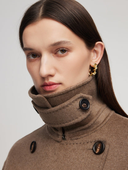 Cashmere Wool Blend Double-Faced Unisex Wrap Overcoat