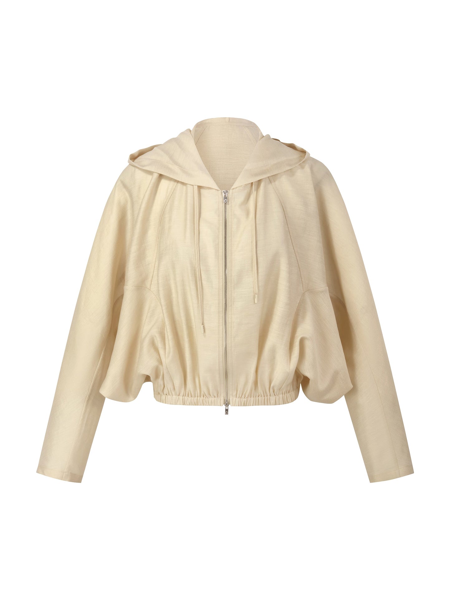 Tencel Acetate Linen Blend Women Zip-Up Hooded Cropped Jacket