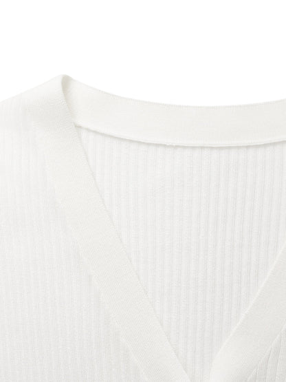 Tencel-Silk Blend Knitted V-Neck Women Cardigan